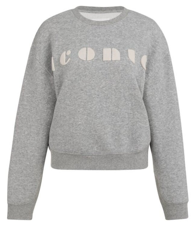 YAYA Soft sweater with chest artwork 'iconic' - IRON GREY DESSIN