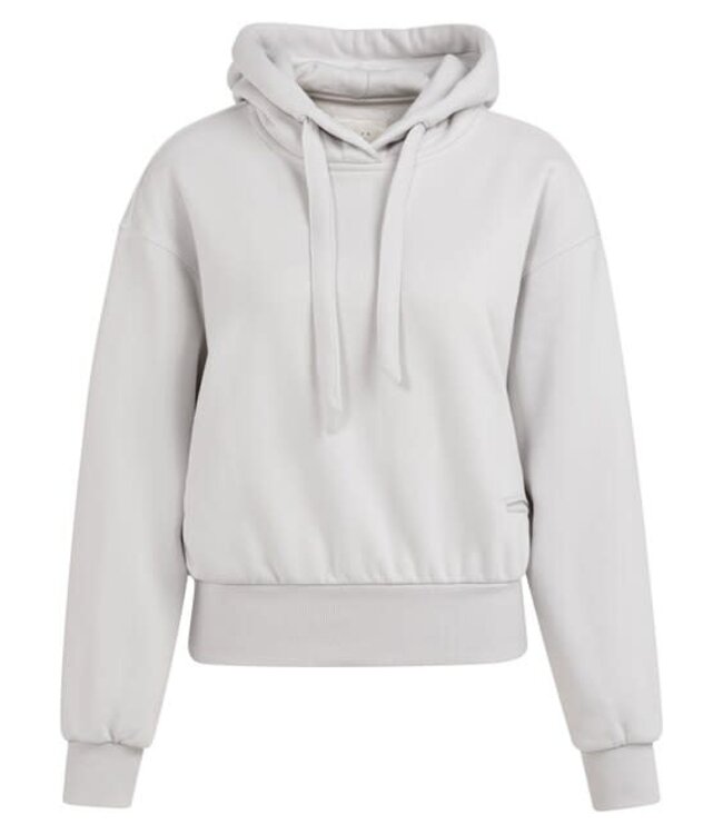 YAYA Sweat hoodie with drawstrings and ribbed trims - VAPOR BLUE GREY