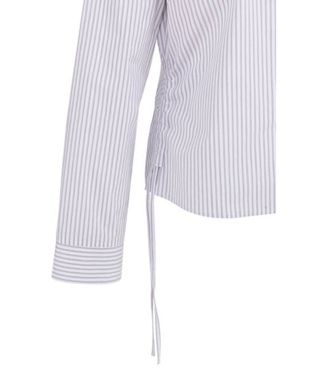 YAYA Fitted blouse with side drawstrings - IRON GREY DESSIN