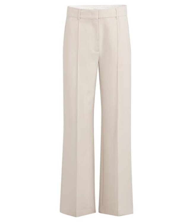 YAYA Woven trousers with wide legs and stitched details - KIT BEIGE