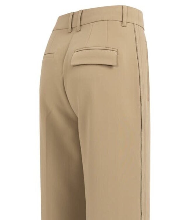 YAYA Woven trousers with wide legs and stitched details - KHAKI GREEN