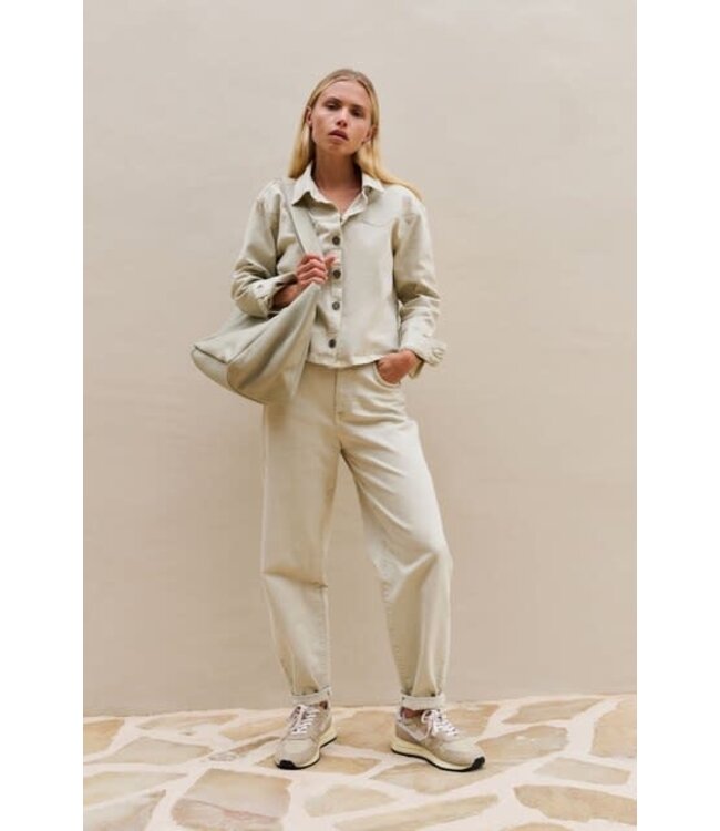 YAYA Barrel jeans with visible back seams and soft wash - SANDSTONE BEIGE