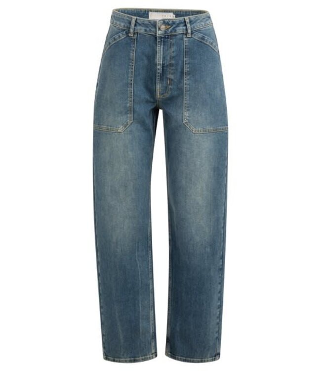 YAYA Cargo jeans with low crotch and wide legs - BLUE DENIM