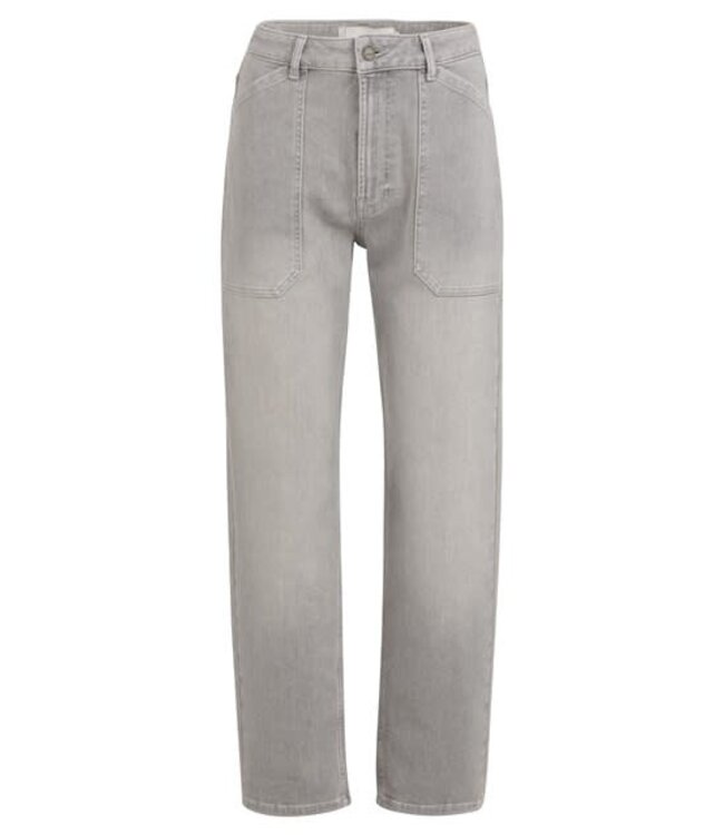 YAYA Cargo jeans with low crotch and wide legs - MID GREY DENIM