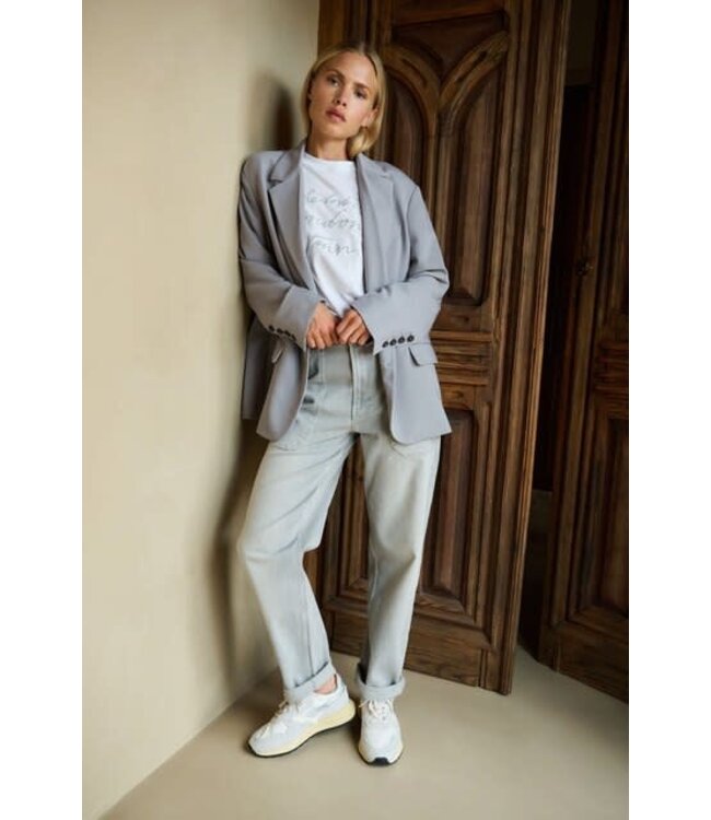 YAYA Oversized blazer with fancy button details - IRON GREY