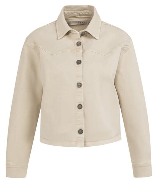 YAYA Colored denim jacket with decorative seams and button closur - SANDSTONE BEIGE