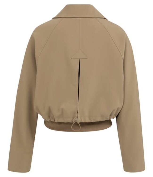 YAYA Short oversized jacket with ribbed hem - KHAKI GREEN