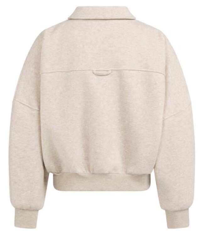 YAYA Sweat jacket with patch pockets and zip front closure - SLATE GREY MELANGE