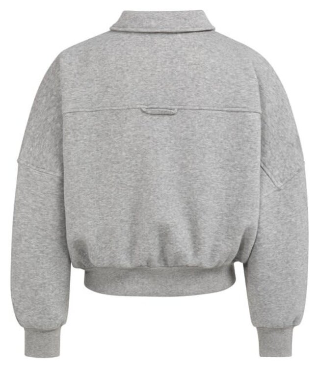 YAYA Sweat jacket with patch pockets and zip front closure - IRON GREY MELANGE