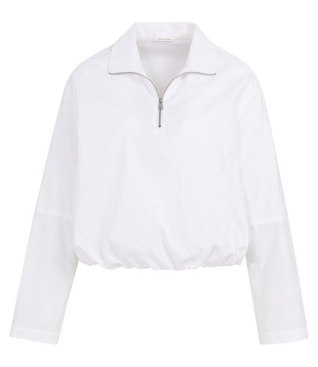 YAYA Balloon blouse with zipper and long sleeves - PURE WHITE