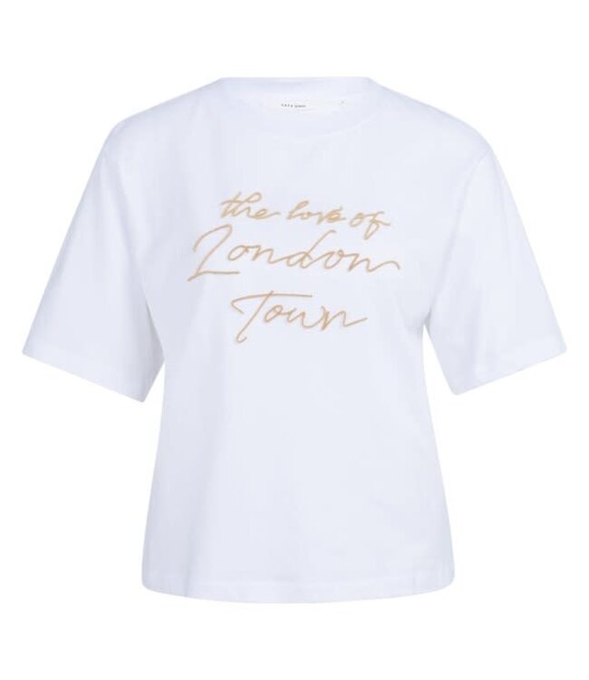 YAYA T-shirt with soft flock print and wide sleeves - REED YELLOW DESSIN