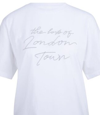 YAYA T-shirt with soft flock print and wide sleeves - VAPOR BLUE GREY DESSIN