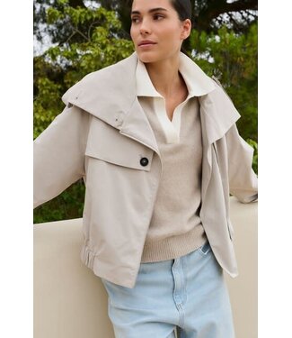 YAYA Short bomber jacket with trench details - SLATE GREY