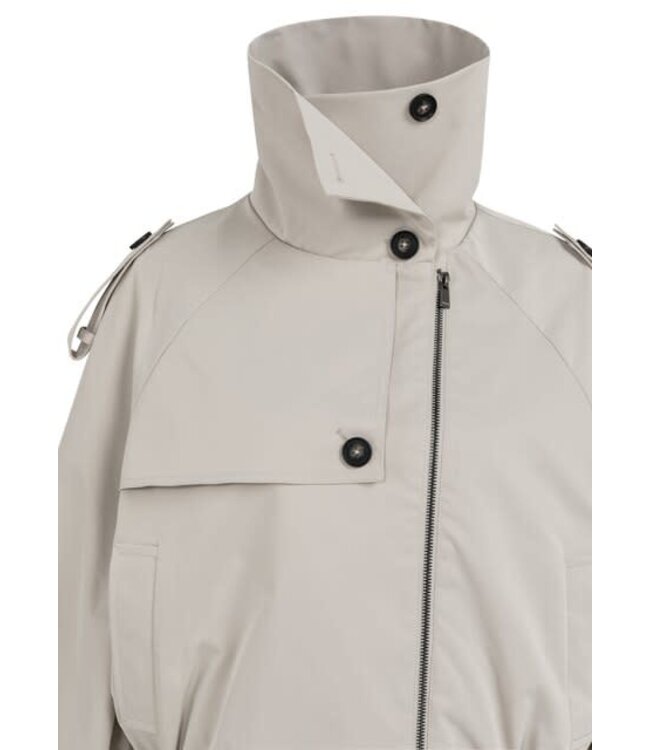 YAYA Short bomber jacket with trench details - SLATE GREY