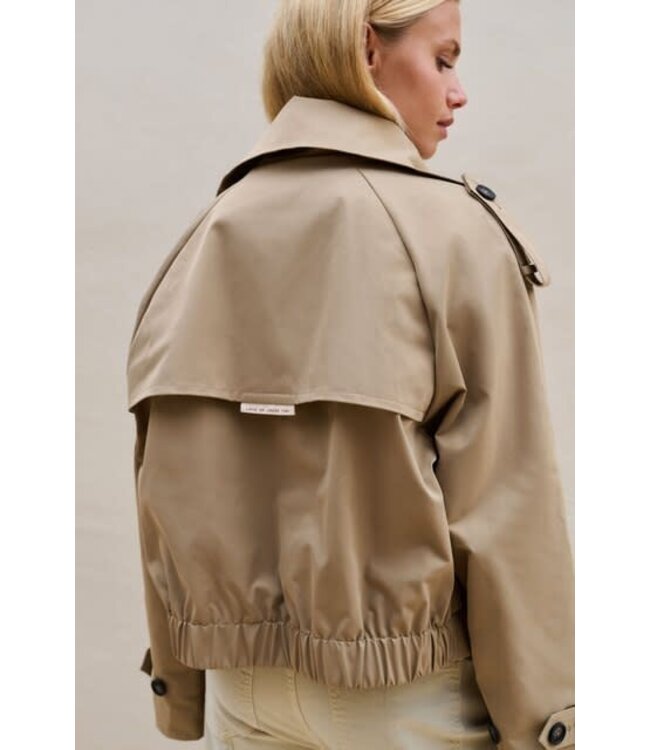 YAYA Short bomber jacket with trench details - KHAKI GREEN