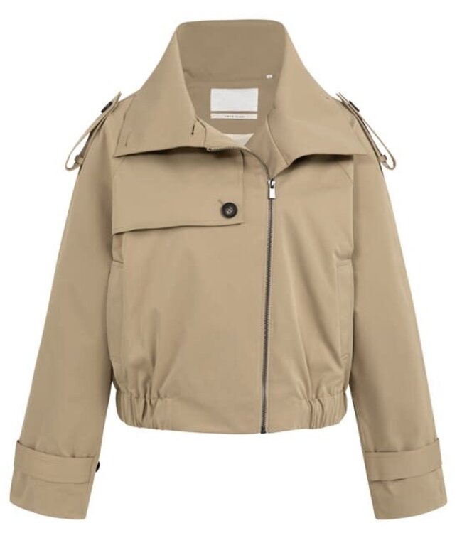 YAYA Short bomber jacket with trench details - KHAKI GREEN