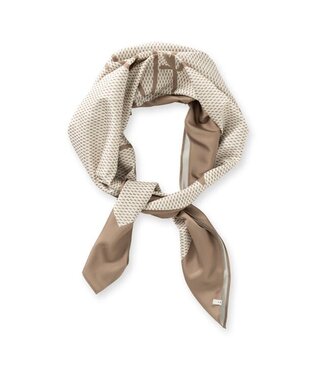 YAYA Woven square scarf with print the love of London Town - TAN BROWN DESSIN