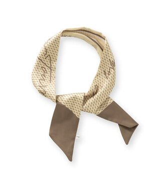 YAYA Small woven scarf with print the love of London Town - TAN BROWN DESSIN
