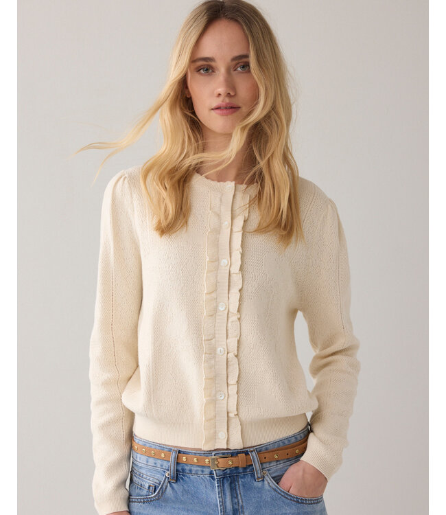 Summum Woman Cardigan short Lace look knit