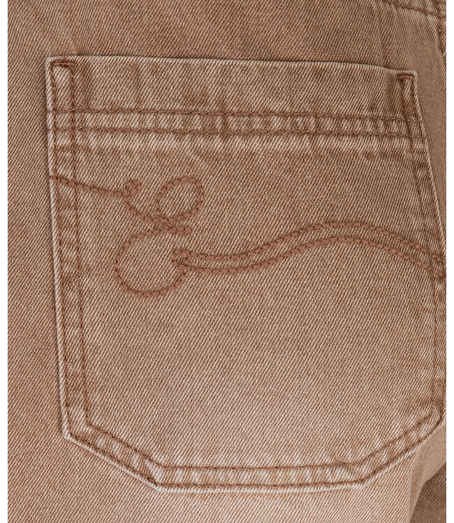 Esqualo Trousers colored denim belt wide leg - Cappuccino