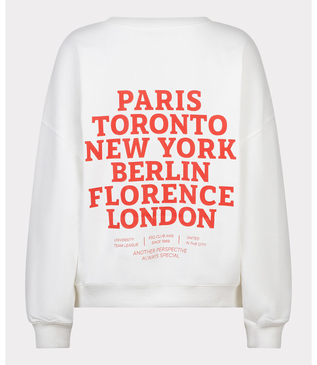 Esqualo Sweater 'cities' - Off White / Chili Red
