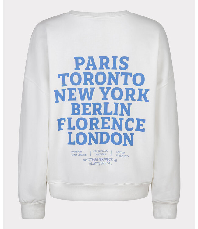 Esqualo Sweater 'cities' - Off White / Blue