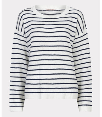 Esqualo Sweater striped slub - Off White / Navy