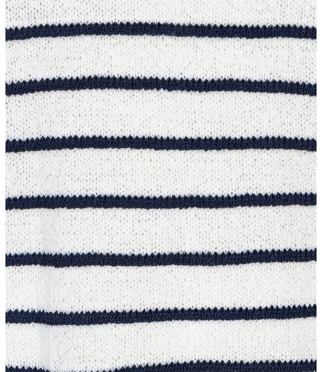 Esqualo Sweater striped slub - Off White / Navy