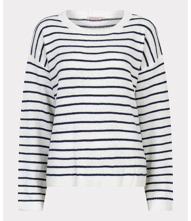 Esqualo Sweater striped slub - Off White / Navy
