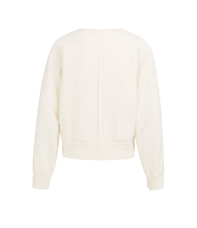YAYA Batwing sweater with subtle seam details - ECRU