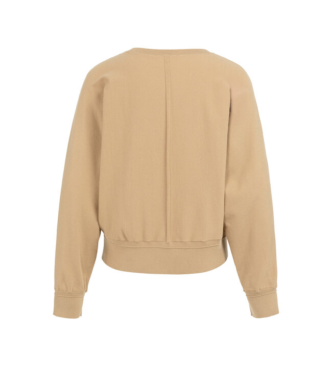 YAYA Batwing sweater with subtle seam details - TAN BROWN