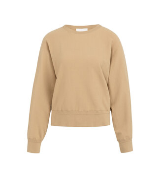 YAYA Batwing sweater with subtle seam details - TAN BROWN