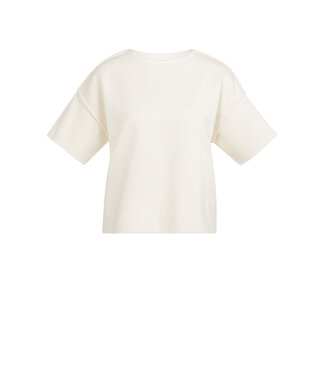 YAYA Short sleeve sweater with seam details - ECRU