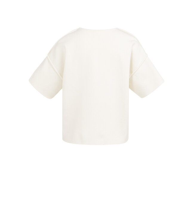 YAYA Short sleeve sweater with seam details - ECRU