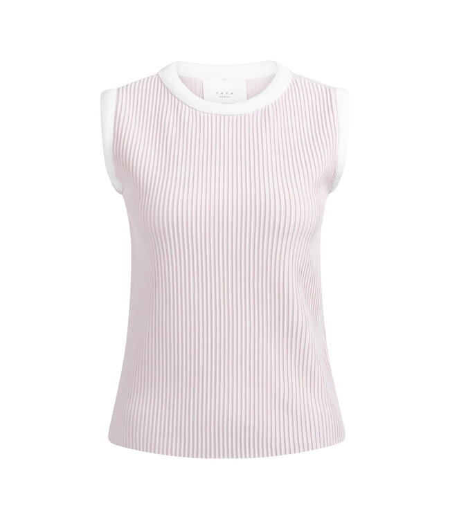 YAYA Sleeveless ribbed sweater with crew neckline - GRAY LILAC