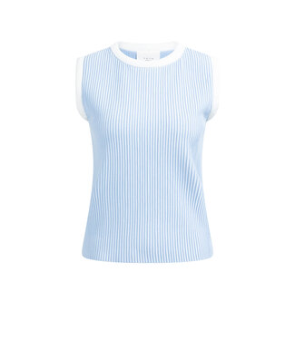 YAYA Sleeveless ribbed sweater with crew neckline - ICE BLUE