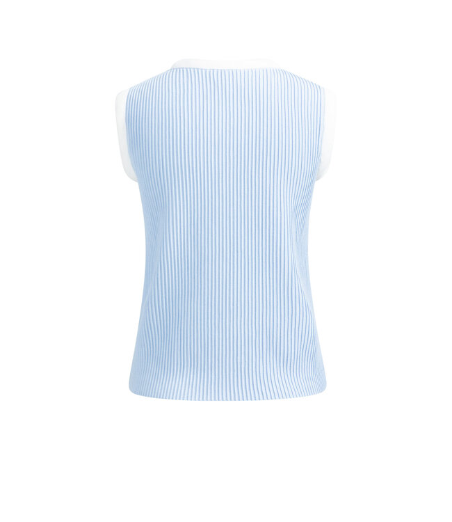 YAYA Sleeveless ribbed sweater with crew neckline - ICE BLUE