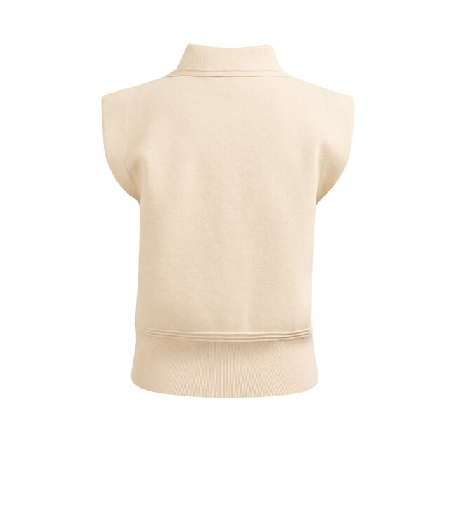 YAYA Sleeveless sweater with collar - DESERT BEIGE