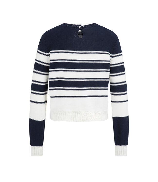 YAYA Knitted sweater with stripes and long sleeves - NAVY BLAZER DESSIN