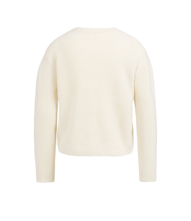 YAYA Knitted cardigan with round neck and decorative buttons - ECRU