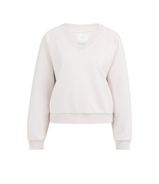 YAYA Sweater with V-neck and ribbed trims - GRAY LILAC