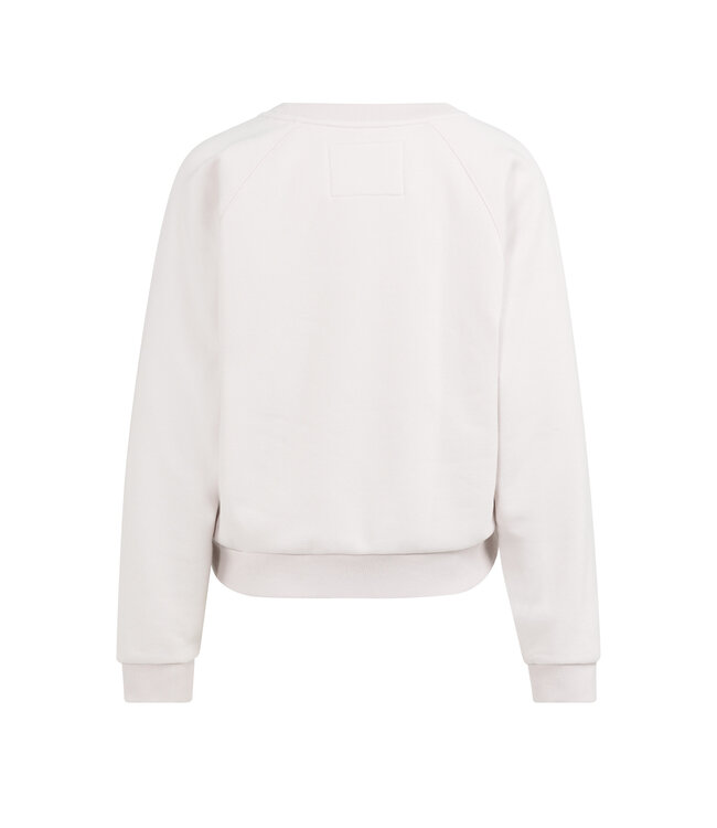 YAYA Sweater with V-neck and ribbed trims - GRAY LILAC