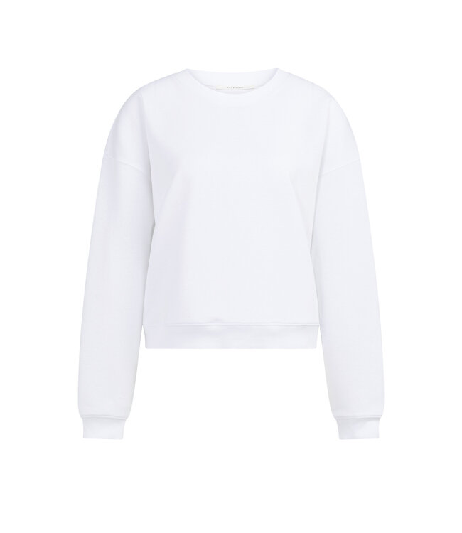 YAYA Lightweight sweater with crew neck - PURE WHITE