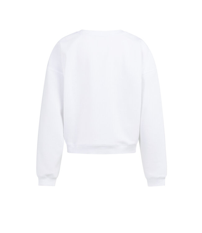 YAYA Lightweight sweater with crew neck - PURE WHITE