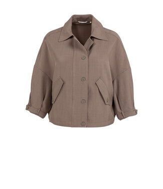 YAYA Blouse jacket with adjustable loop and practical pocket - DEEP TAUPE BROWN