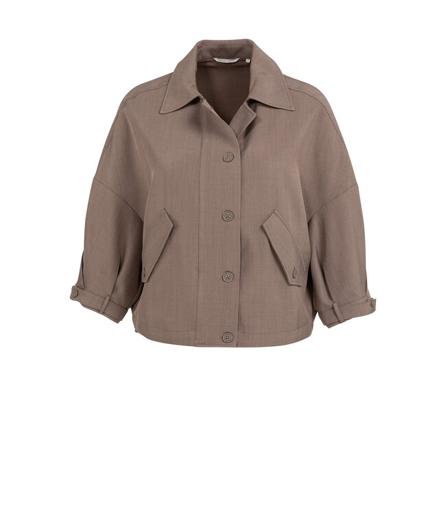 YAYA Blouse jacket with adjustable loop and practical pocket - DEEP TAUPE BROWN