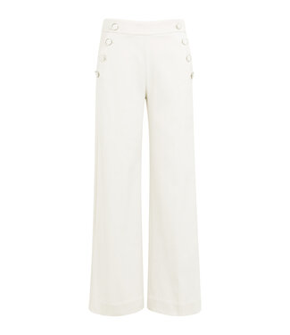 YAYA High waist trousers with decorative buttons and wide legs - OFF WHITE