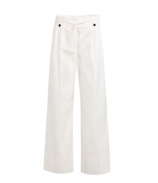 YAYA Trousers with pleats, wide legs and drawcord at the waist - OFF WHITE