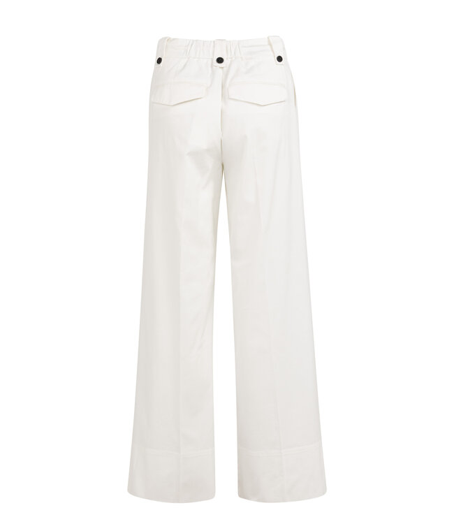 YAYA Trousers with pleats, wide legs and drawcord at the waist - OFF WHITE