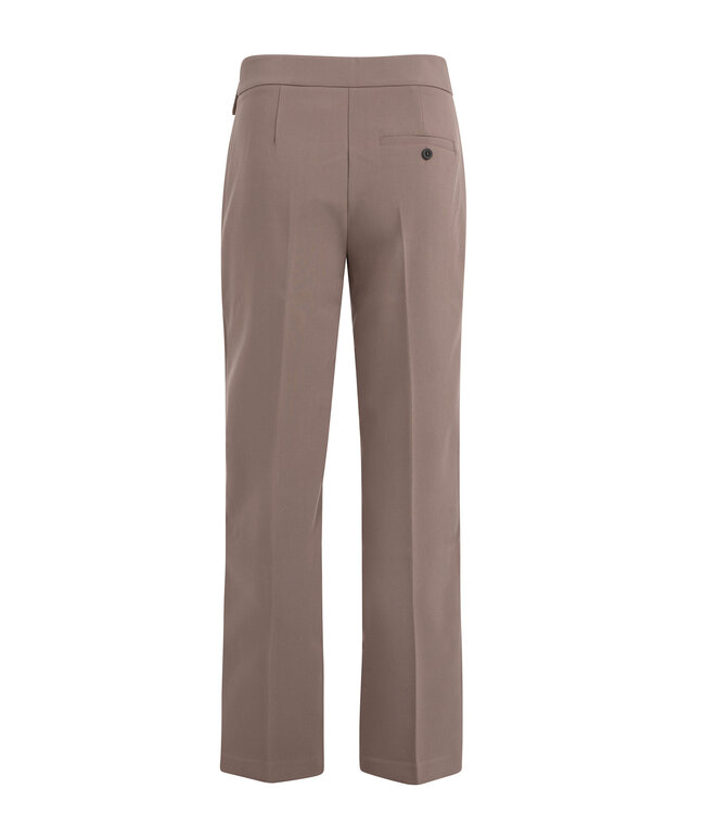 YAYA Woven trousers with asymmetrical waistband and straigth fit - DEEP TAUPE BROWN